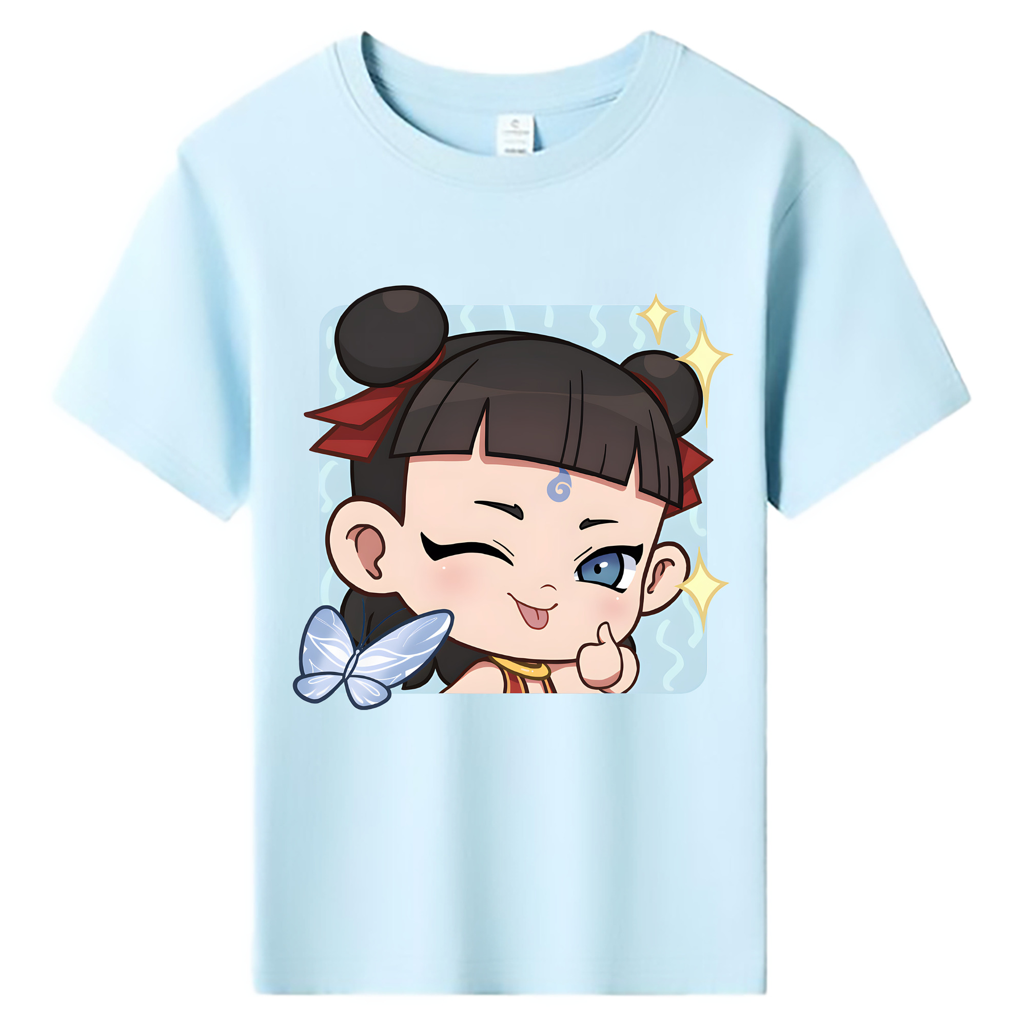 （画像用） Ne Zha 2 ナタ 魔童の大暴れ 綿100％キッズTシャツ（フロントプリント）